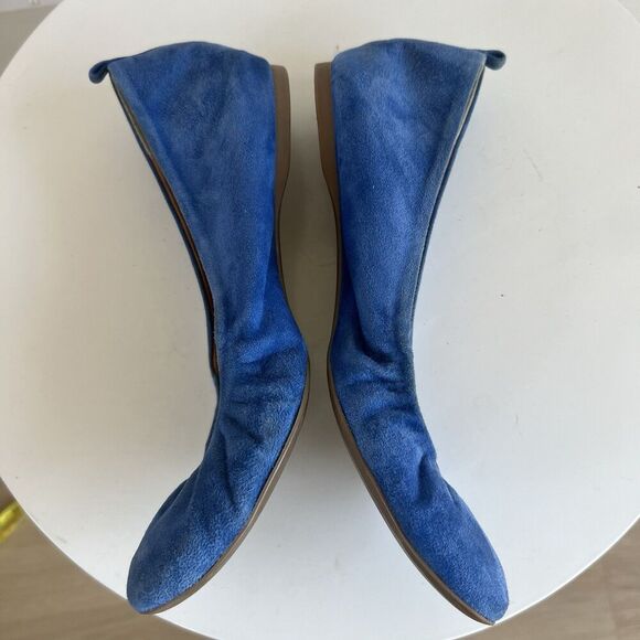 Women's J. Crew Anya Blue Suede Leather Ballet Flats Size 7.5  Made In Italy - Picture 7 of 8